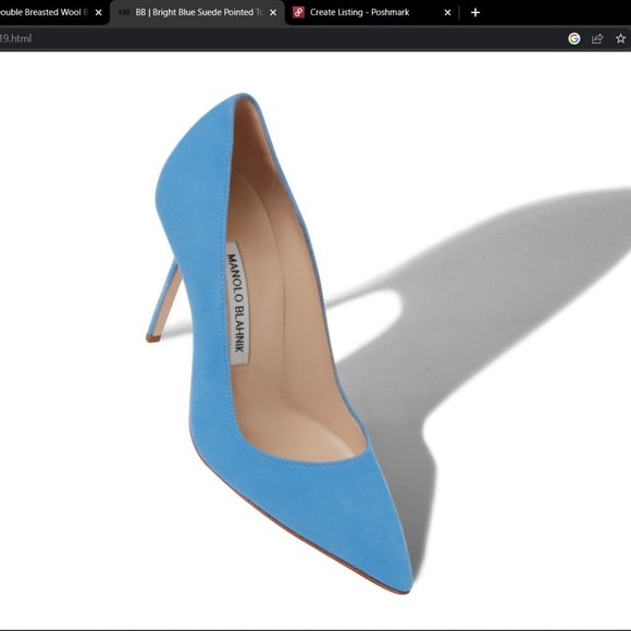 Bright Blue Suede Pointed Toe Pumps - Picture 3 of 3